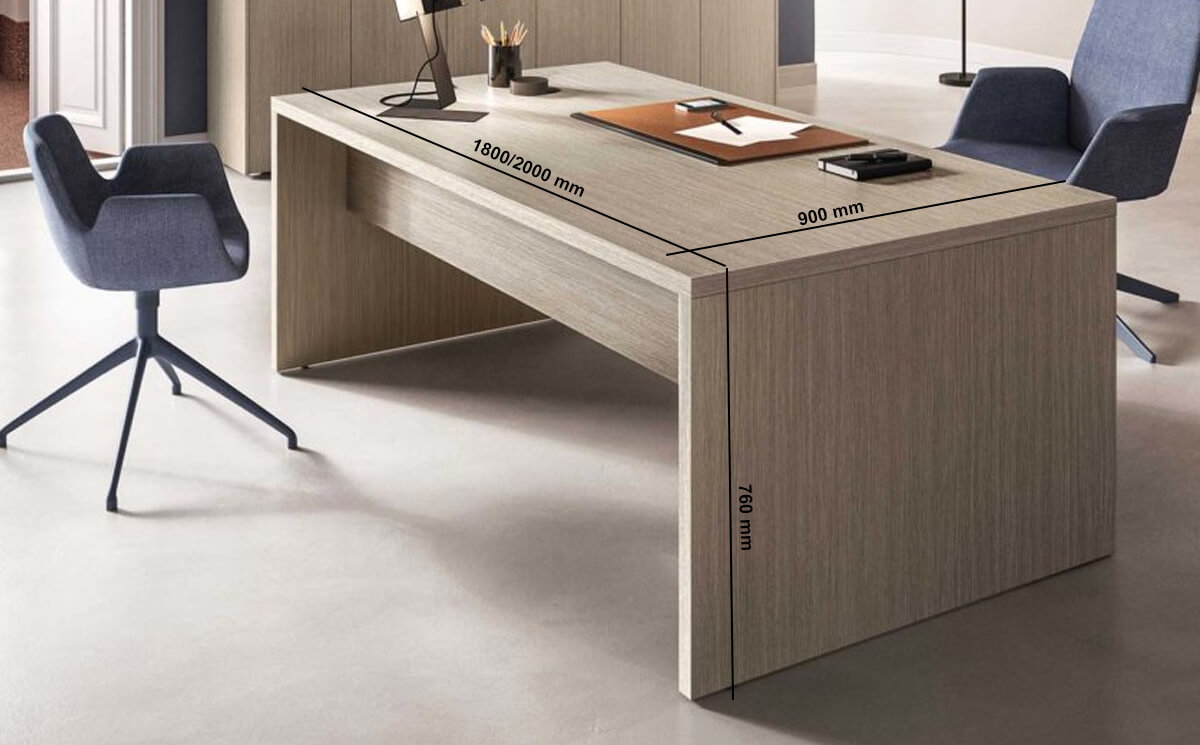 Alora – Wood Finish Executive Desk With Slab Legs With Optional Return & Credenza Unit
