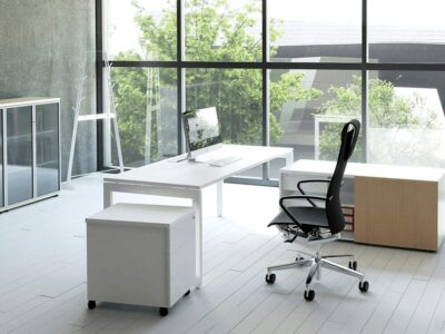 Perry – Straight Office Desk with White Legs