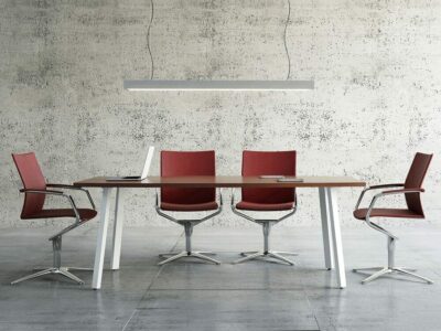 Solera – Barrel Shaped Meeting Table with White Legs - Desk