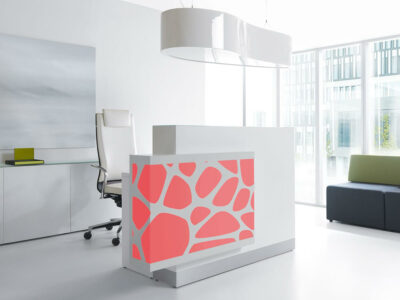 Olie – White Reception Desk With Back Lit Rgb Colour Light