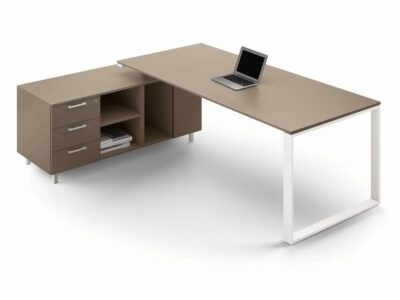 Gus – Ring Leg Wood Finish Executive Desk with Optional Credenza Unit