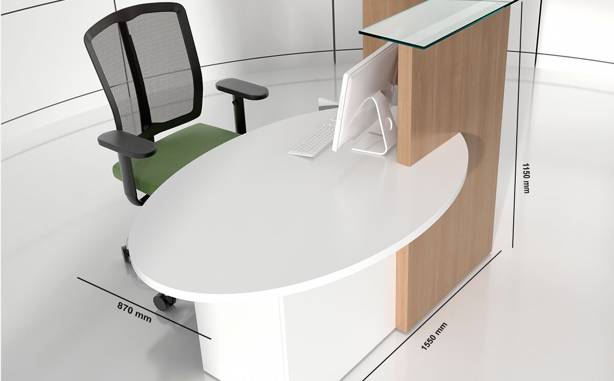 Size Everly – Small Reception Desk In White