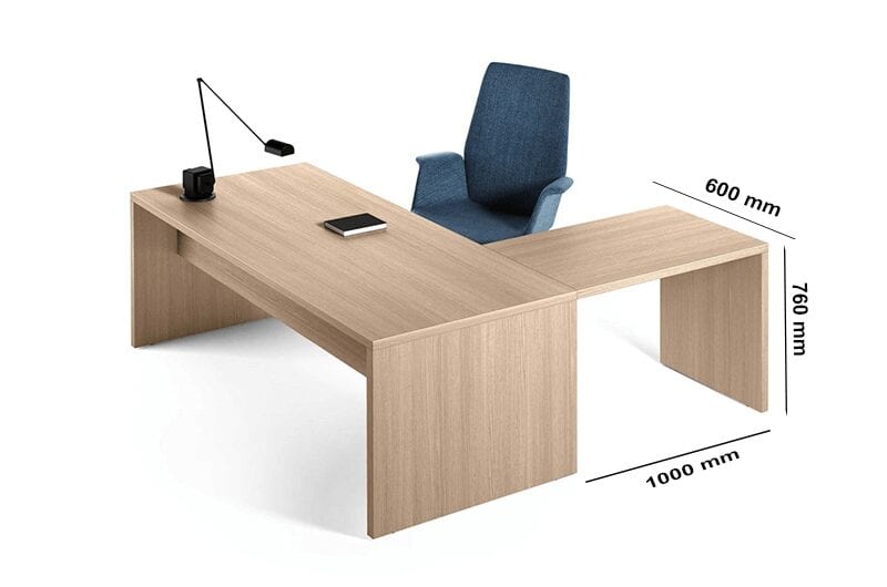 Alora – Wood Finish Executive Desk with Slab Legs with Optional Return & Credenza Unit