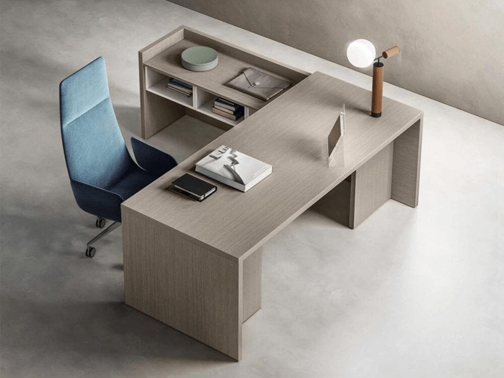 Seoul – Wood Finish Executive Desk with Side Unit