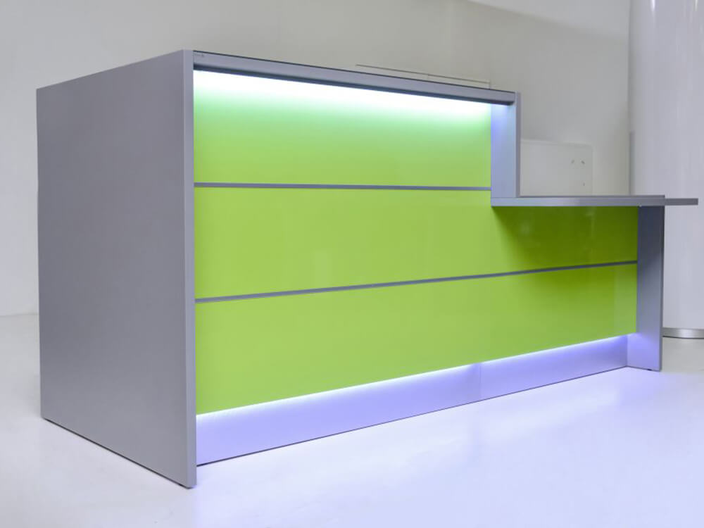 Alba 3 – Grey Reception Desk With Lime Front