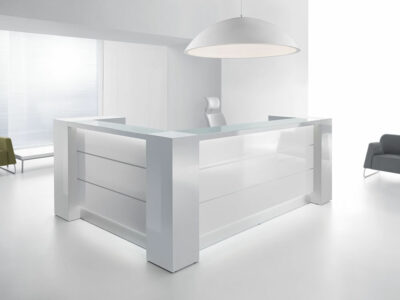 Alba 8 – Grey Reception Desk With White Front