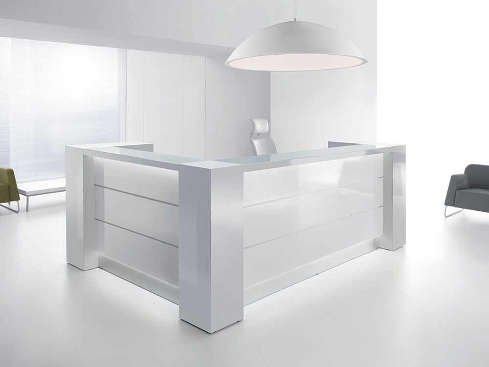 Alba 8 – Grey Reception Desk With White Front