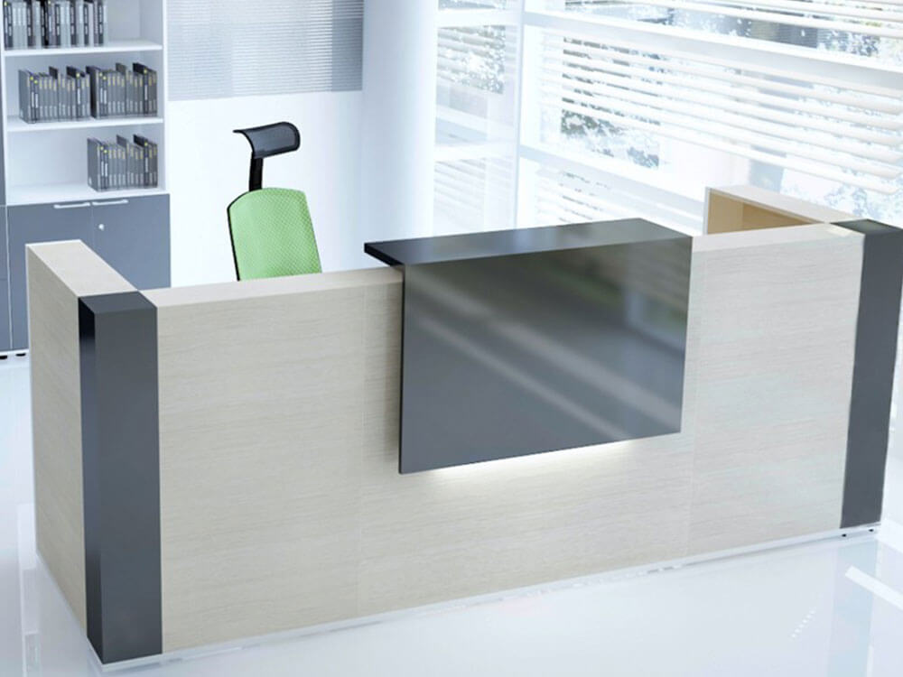 Andreas 7 – Straight Reception Desk With Gloss Corners And Overhang Panel 01