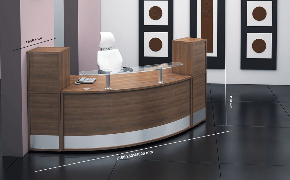 Arc Reception Desk With Clear Glass Shelf Size Img