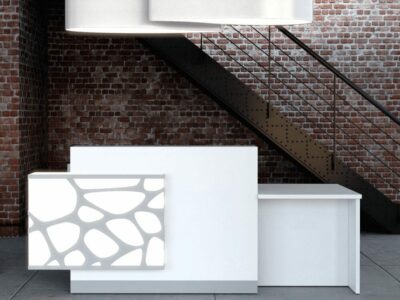 Jolie – Bright Reception Desk in White with Multi-coloured Fronts