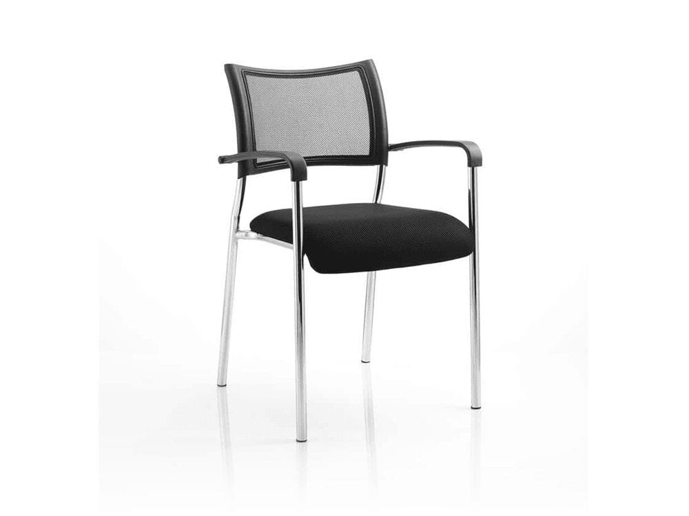 Brunswick-Visitor-Chair-Black-Fabric-with-arm-Black-chrome