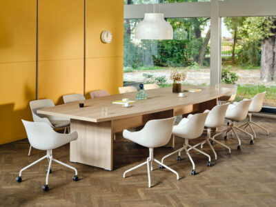 Cove Rectangle Barrel Shaped Meeting Table In Robinia 2