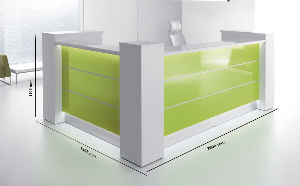 Dimension Alba 8 – Grey Reception Desk With White Front