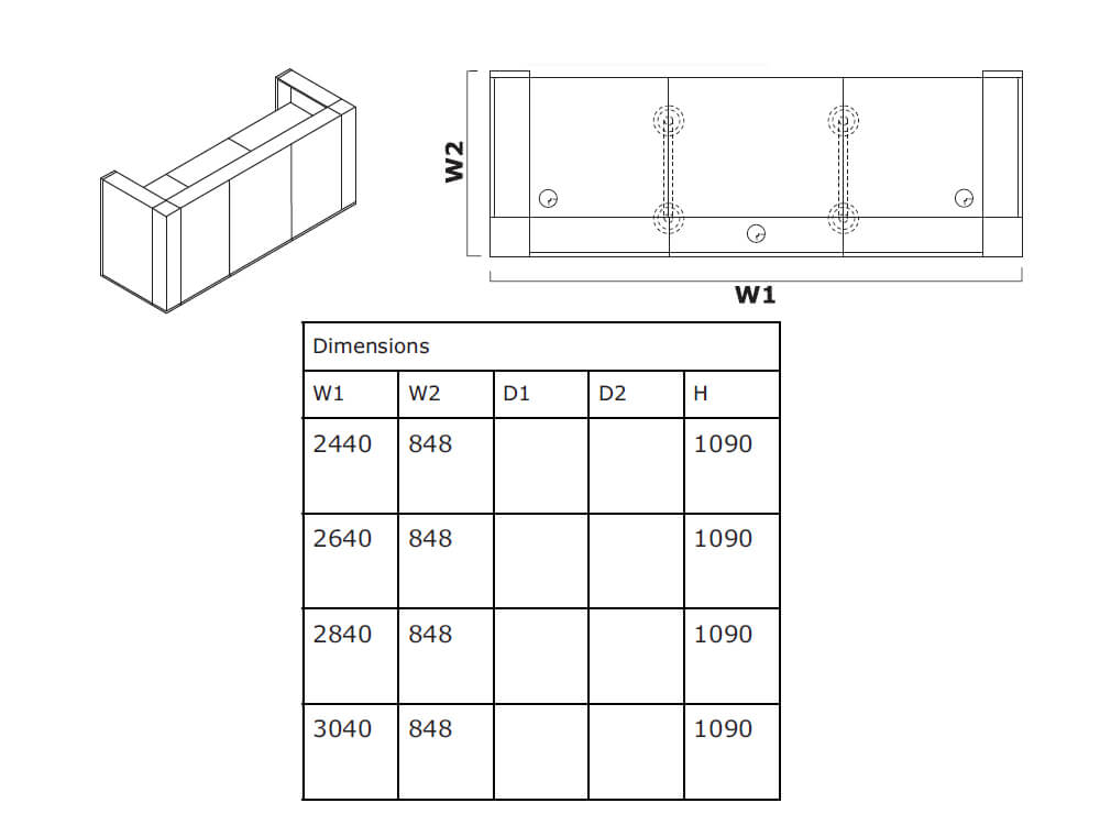 Andreas 5 – Reception Desk with Gloss White Corners