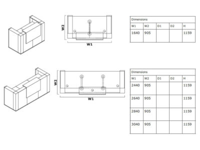 Andreas 7 – Straight Reception Desk with Gloss Corners and Overhang Panel