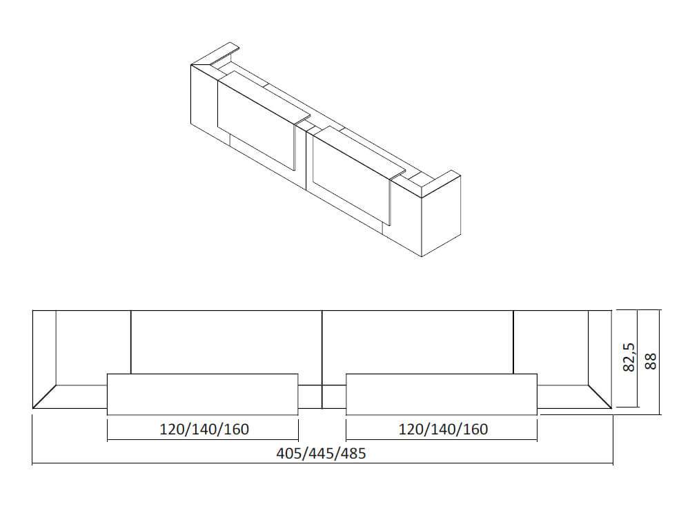 Mona 2 – Large Modular Reception Desk with Overhang Panel