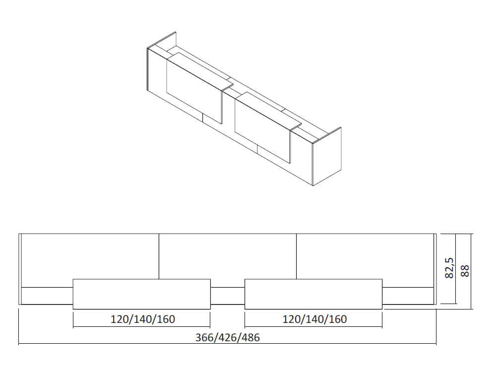 Roman  3 – Straight Reception Desk with End Side Panels