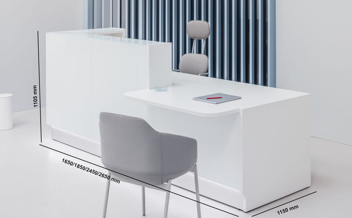 Finley 2 – White Reception Desk With Wheelchair Access Size Img