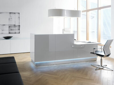 Finley – Silver Reception Desk With Wheelchair Access