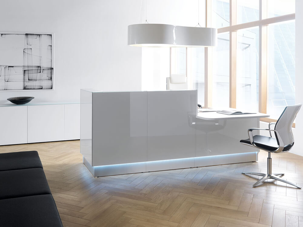 Finley – Silver Reception Desk With Wheelchair Access