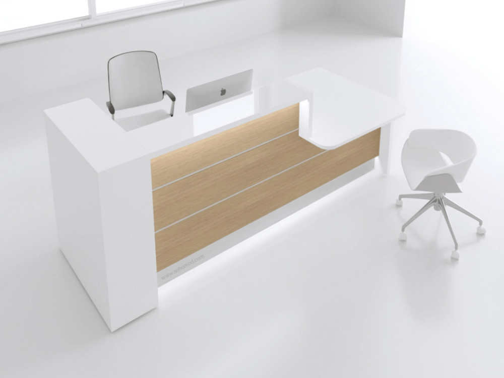 Green Lacquered Reception Desk In White–altair At 8 Main Left Oak 41l 451l