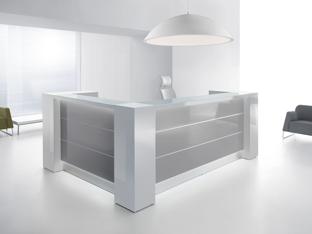 Grey Reception Desk With White Front–altair At 5 Gray Main Image