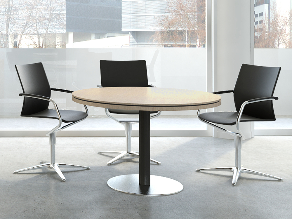 Hamburg – Round Meeting Table With Grey Column