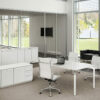 Hue – Glass Executive Desk With White Legs