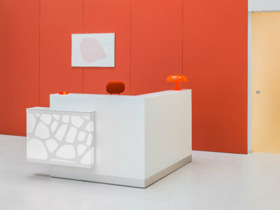 Jolie – Reception Desk In White With Striking Colour Effects