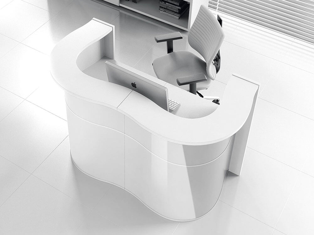 Leyla 2 – Reception Desk With Gloss Lacquered Front 01
