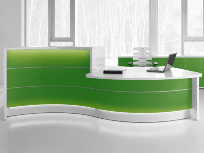 Lois – Wave Reception Desk In Orange Lacquered Front1