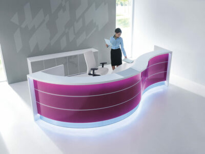 Lois – Wave Reception Desk In Orange Lacquered Front3