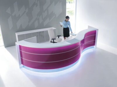 Lois – Wave Reception Desk In Orange Lacquered Front3