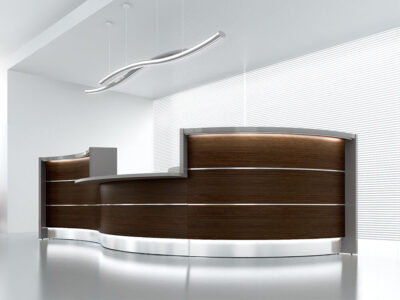 Lois – Wave Reception Desk In Orange Lacquered Front4