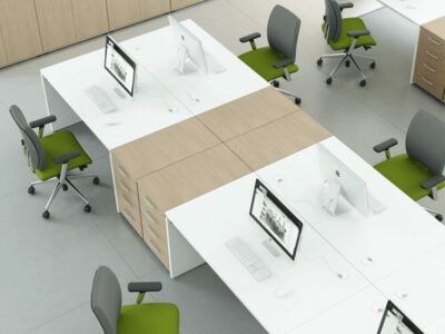 Noah – White Operational Office Desk with Slab Leg