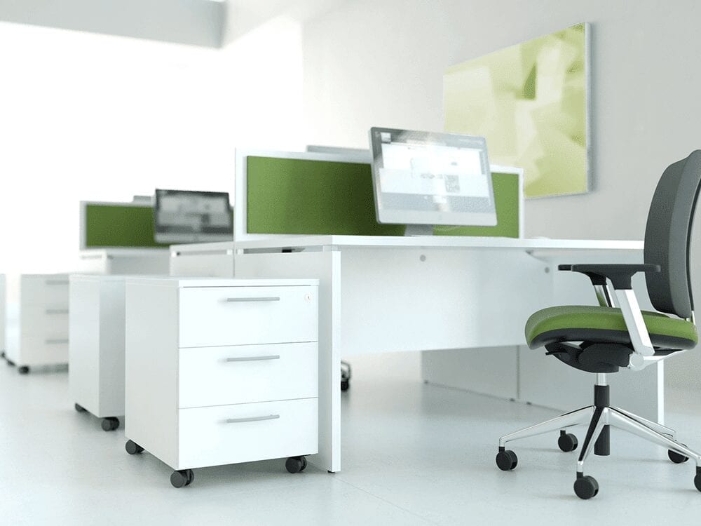 Noah – White Operational Office Desk with Slab Leg