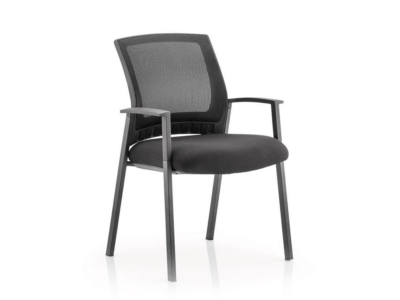 Metro Visitor Chair Black Fabric Black Mesh Back Black