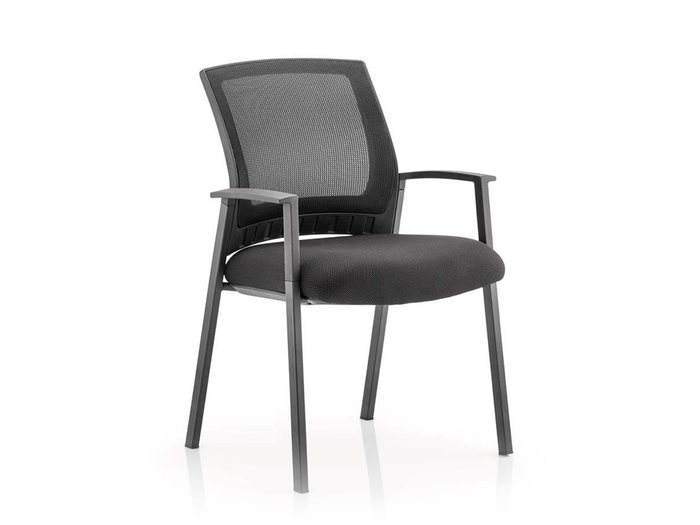 Metro Visitor Chair Black Fabric Black Mesh Back Black