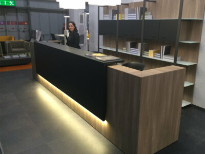 Mona 2 – Large Modular Reception Desk With Overhang Panel 07