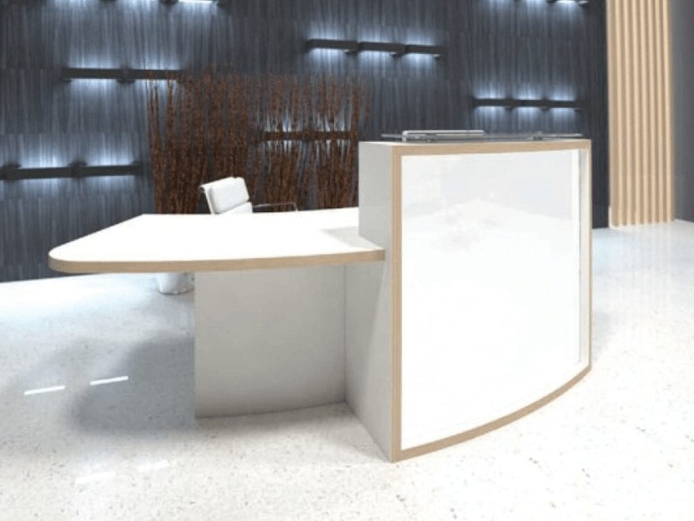 Reem – Natural Dijon Walnut Reception Desk