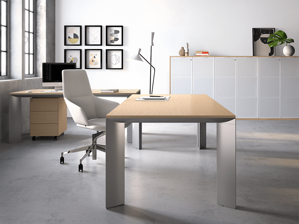Naya Executive Desk With Aluminium Legs And Optional Credenza Unit 9