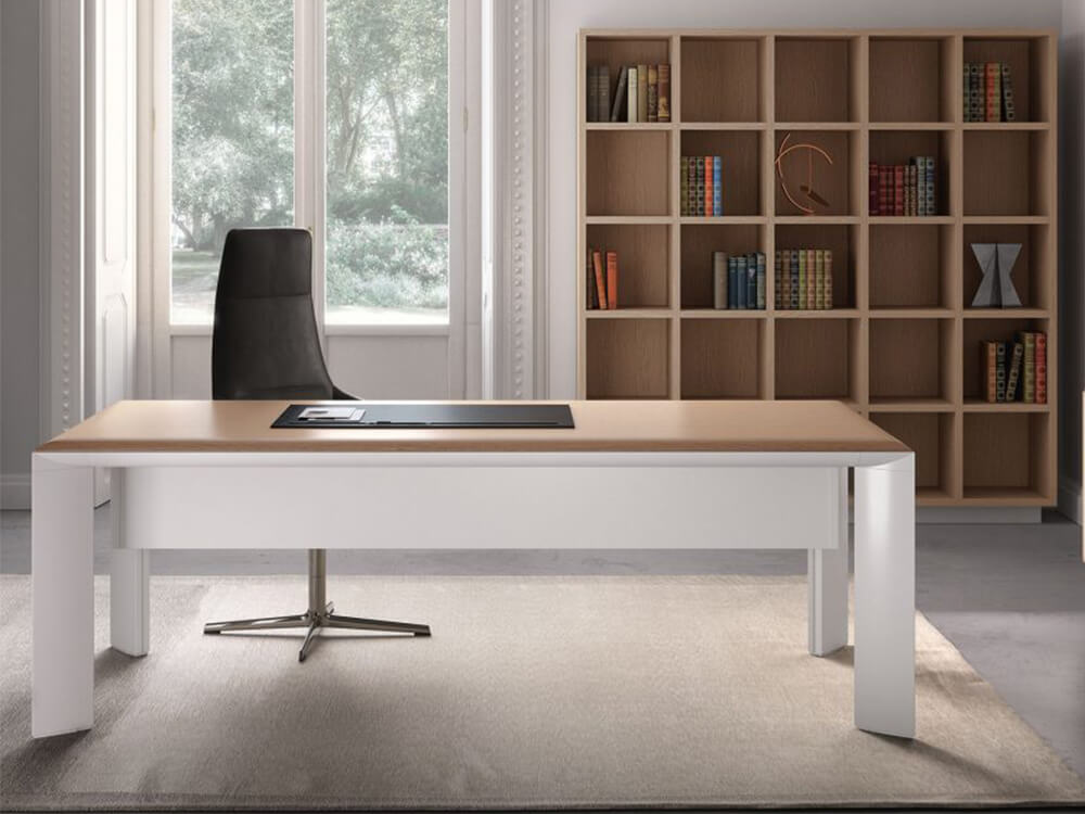 Naya – Executive Desk With Aluminium Legs And Optional Credenza Unit