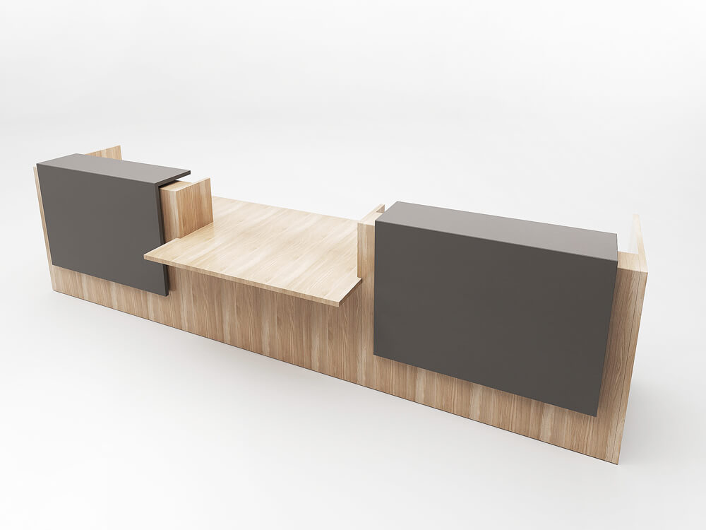 Nero 3 Straight Reception Desk With Middle Low Counter 05