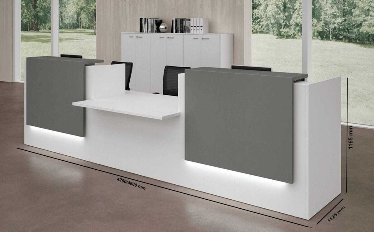 Nero 3 Straight Reception Desk With Middle Low Counter Size Img
