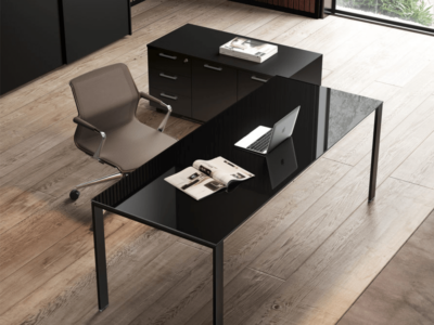 Om U Leg Glass Executive Desk 1