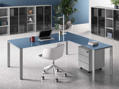 Om U Leg Glass Executive Desk 2