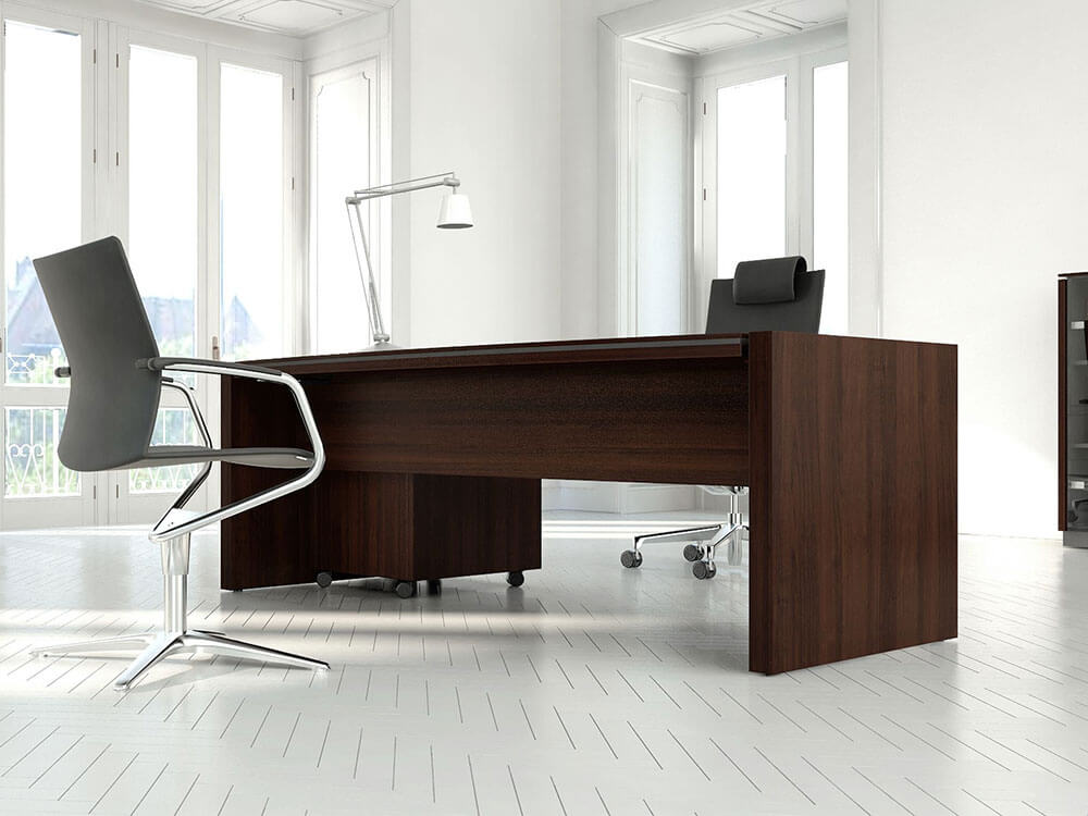 Percy – Bow Front Wood Finish Executive Desk 02 Img