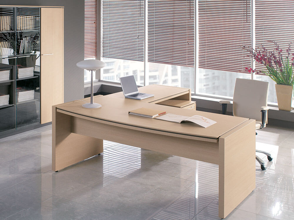 Percy – Bow Front Wood Finish Executive Desk With Optional Return 03