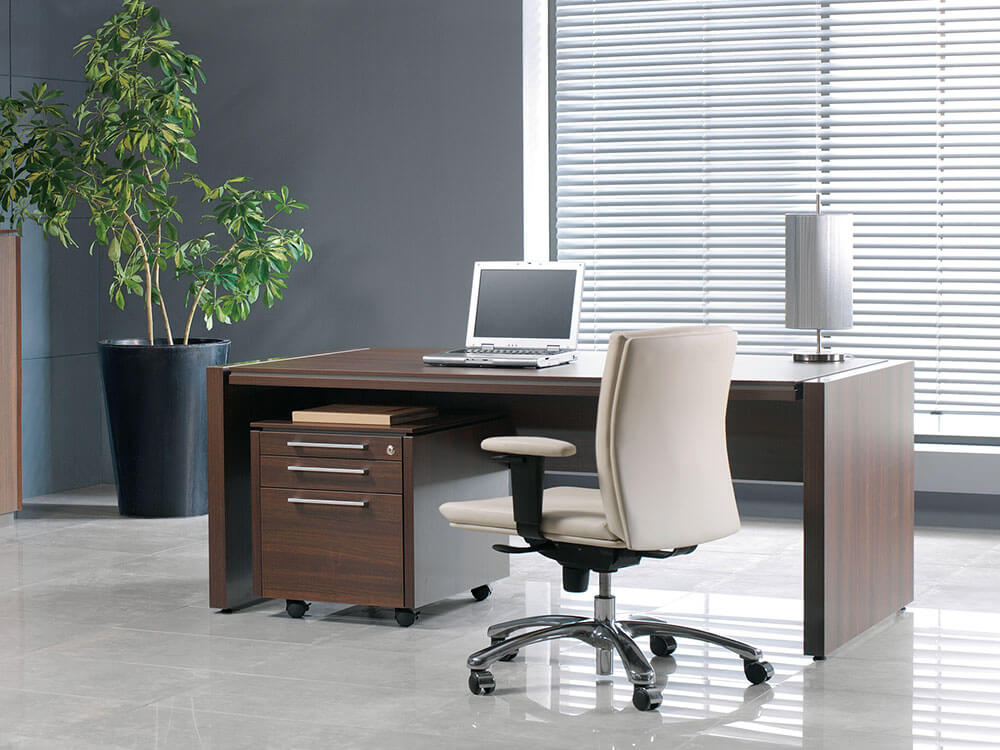 Percy – Bow Front Wood Finish Executive Desk With Optional Return 05