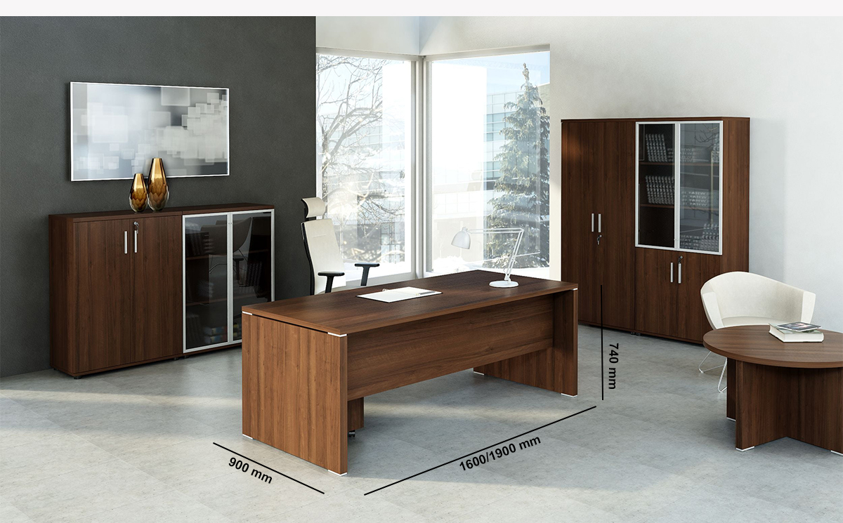 Pietro – Wood Finish Executive Desk With Optional Return Credenza Unit